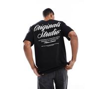 Jack & Jones - Original Studio - T-shirt oversize nera con scritta stampata sul retro-Nero S