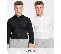 Jack & Jones - Originals - Confezione da 2 camicie eleganti bianca e nera-Bianco L