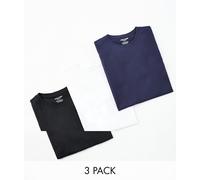 Jack & Jones Originals - Confezione da 3 paia di T-shirt lunghe con fondo arrotondato bianco blu navy e nero-Multicolore XS