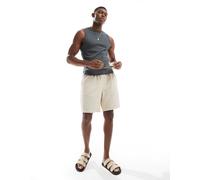 Jack & Jones - Pantaloncini color panna vestibilità ampia in tessuto a coste-Bianco XL