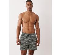 Jack & Jones - Pantaloncini da bagno neri e bianchi con stampa-Blu navy XL