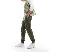 Jack & Jones - Pantaloni cargo affusolati con fondo elasticizzato verde scuro L