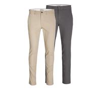 Jack & Jones - Confezione da 2 paia di chino beige e grigio scuro-Multicolore W31 L34