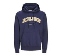 Jack&Jones Plus JJECALEB Varsity - Felpa con Cappuccio Noos Pls, Blazer Blu Marine, XXXXXL