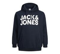 JACK&JONES Plus Jjecorp Logo Sweat Hood Noos PS Hooded Sweatshirt da Uomo, Blu Marino/Stampa: Grande Stampa, XXL