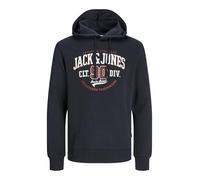 JACK&JONES PLUS Jjelogo-Felpa con Cappuccio 2 col 24/25 Noos Pls, Navy Scuro, XXXXL Uomo