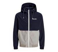 JACK&JONES PLUS Jjerush Hood Bomber Noos Pls, Sky Captain/Dettagli: Bianco/Grigio Chiaro Melange Blocking, XXXXL Uomo