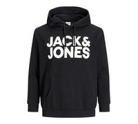 JACK&JONES PLUS Men's JJECORP Logo Sweat Hood NOOS PS Hooded Sweatshirt, Black/Large Print, 5XL