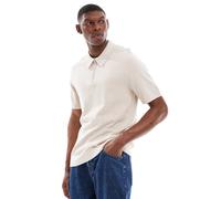Jack & Jones - Polo in maglia color crema con zip-Bianco XS