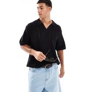JACK & JONES Knit Jorparos-Polo in Maglia Easter SS Crochet, Nero, S Uomo