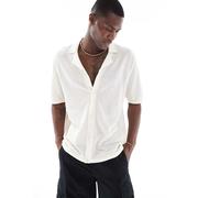 Jack & Jones - Polo oversize in maglia bianca con bottoni-Bianco XS