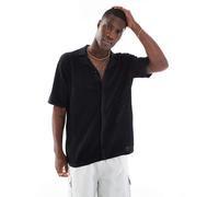 Jack & Jones - Polo oversize in maglia nera con bottoni-Nero L