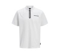 JACK & JONES Polo da Uomo Stampato Colletto Camicia Polo, Bianco, XL