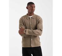 Jack & Jones Premium - Cardigan beige a coste con colletto-Neutro S