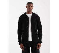 Jack & Jones Premium - Cardigan nero a coste con colletto XS