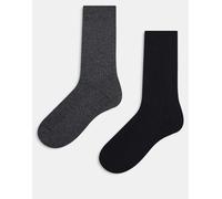 Jack & Jones Premium - Confezione da 2 paia di calzini grigio scuro e neri-Nero One Size