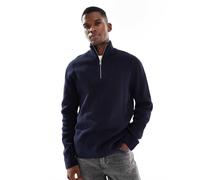 Jack & Jones Premium - Maglione blu navy con zip corta XL