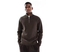 Jack & Jones Premium - Maglione marrone con zip corta XL