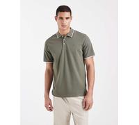 Jack & Jones Premium - Polo verde oliva con riga a contrasto sul colletto L
