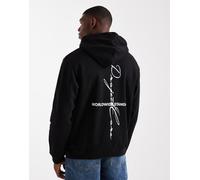 Jack & Jones - Project Core - Felpa con cappuccio nera oversize con stampa sul retro-Nero L