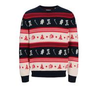 JACK & JONES Pullover 'JJXmas Noel' blu scuro / rosso / bianco Uomo JACK & JONES S