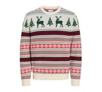 JACK & JONES Pullover 'XMAS NOEL' abete / verde pastello / rosso sangue / offwhite Uomo JACK & JONES S abete / verde pastello / rosso sangue / offwhite
