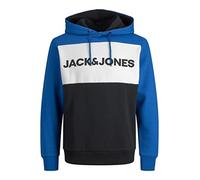 Jack & Jones s Jjelogo Blocking Sweat Hood Noos, Felpa con cappuccio Uomo, Blu Classico/vestibilità: Reg, L