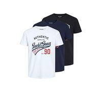 Jack & Jones S Jjethan Tee SS Crew Neck 3pk MP Noos T-Shirt, Black/Pack: Nero, Bianco, navylazer, XXL Uomo