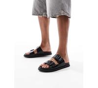 Jack & Jones - Sandali in pelle neri con due cinturini-Nero 44