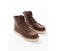 Jack & Jones - Scarponcini in similpelle PU marroni con suola a contrasto-Marrone 42