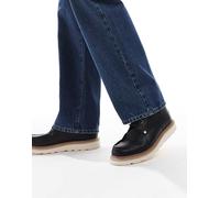 Jack & Jones - Scarponcini neri in pelle sintetica con suola a contrasto-Nero 46