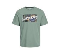 JACK & JONES Shape Tee SS Crew Neck Jjhawaii-Maglietta a Maniche Corte con Scollo Rotondo, Iceberg Green, M Uomo
