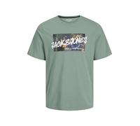 JACK & JONES Shape Tee SS Crew Neck Jjhawaii-Maglietta a Maniche Corte con Scollo Rotondo, Iceberg Green, S Uomo