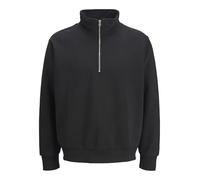 JACK & JONES Sweat Half Jjeurban Edge Stydaw24 Ln-Felpa con Mezza Zip, Nero, M Uomo