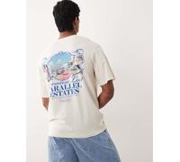 Jack & Jones - T-shirt oversize beige con stampa "Paradise"-Neutro M