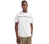 Jack & Jones - T-shirt oversize bianca con riga con logo sul petto-Bianco S