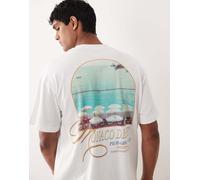 Jack & Jones - T-shirt oversize bianca con stampa di paesaggio sul retro-Bianco L
