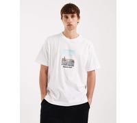 Jack & Jones - T-shirt oversize bianca con stampa di paesaggio sul retro-Bianco L