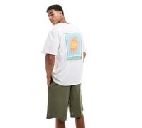 Jack & Jones - T-shirt oversize bianca con stampa "Saint Tropez" e sole sul retro-Bianco L
