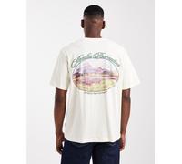 Jack & Jones - T-shirt oversize color panna con paesaggio sul retro-Bianco XS
