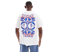 Jack & Jones - T-shirt oversize con stampa "Today Tomorrow" sul retro-Bianco L