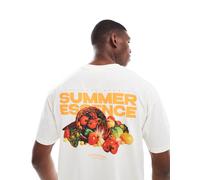 Jack & Jones - T-shirt oversize crema con stampa “Summer essence”-Bianco XL