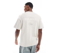 Jack & Jones - T-shirt super oversize beige pesante 200 gsm con stampa sulla schiena-Bianco XL