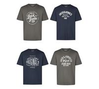 JACK & JONES T-Shirt Uomo Regular Fit JJLINO 4er Pacco Set Girocollo Manica