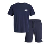 JACK & JONES Tee Shorts Set Jjbrandon-Pantaloncini da tè MP, Blazer Blu Marine, S Uomo