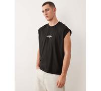 Jack & Jones - Top senza maniche nero con stampa sul davanti XXL