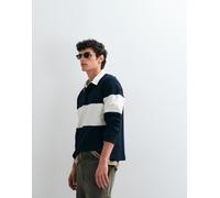 Jack & Jones - Top stile rugby colorblock blu navy e bianco M