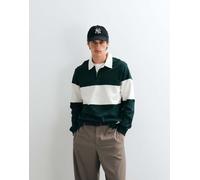 Jack & Jones - Top stile rugby colorblock verde e bianco S