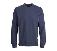 JACK & JONES Uomo Felpa Basic a Maniche Lunghe Girocollo Pullover Maglione Monocromatico Jumper JJEBASIC, Colore:Blu, Dimensione Maglia:XL