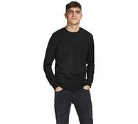 JACK & JONES Uomo Felpa Basic a Maniche Lunghe Girocollo Pullover Maglione Monocromatico Jumper JJEBASIC, Colore:Nero, Dimensione Maglia:XXL